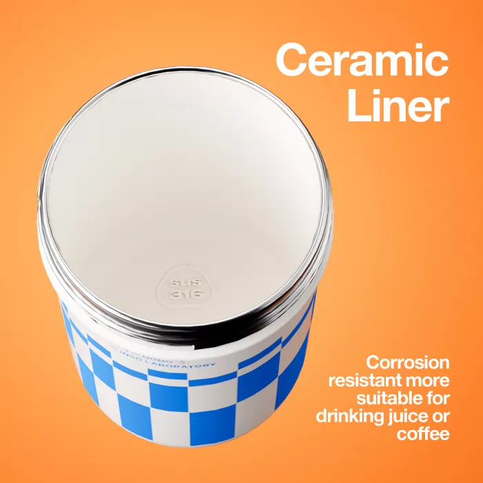 Cană termos cu acoperire ceramica BOBO White 485 ml – CHAKOLAB