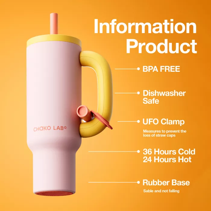 Cană termos BAWANG 1050 ml Pink/Orange – CHAKOLAB