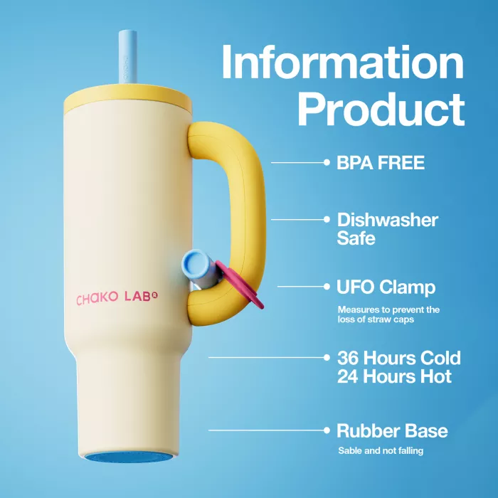 Cană termos BAWANG 1050 ml White Yellow – CHAKOLAB