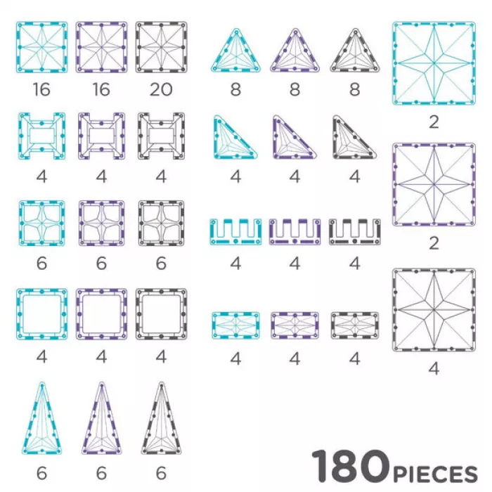 Set de constructie magnetic - Mega Ice Crystal Pack - 180 piese - CLEVERCLIXX Set de constructie magnetic - Mega Ice Crystal Pack - 180 piese - CLEVERCLIXX