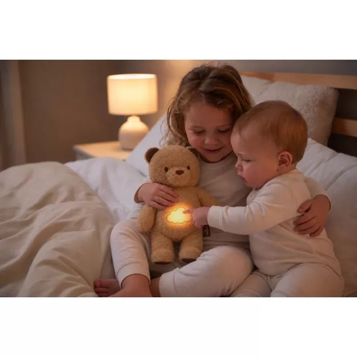 Ursulet din plus cu miscare de respiratie cu lumina si sunete - Cookie - Cloud b