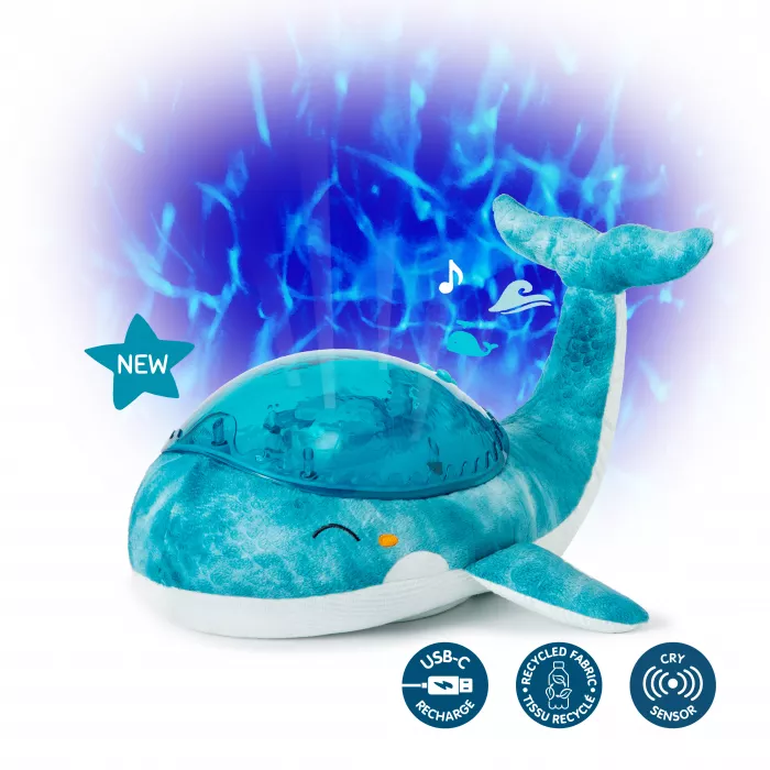 Lampa de veghe cu white noise si proiectii de lumini - Whale - BLUE - Cloud b
