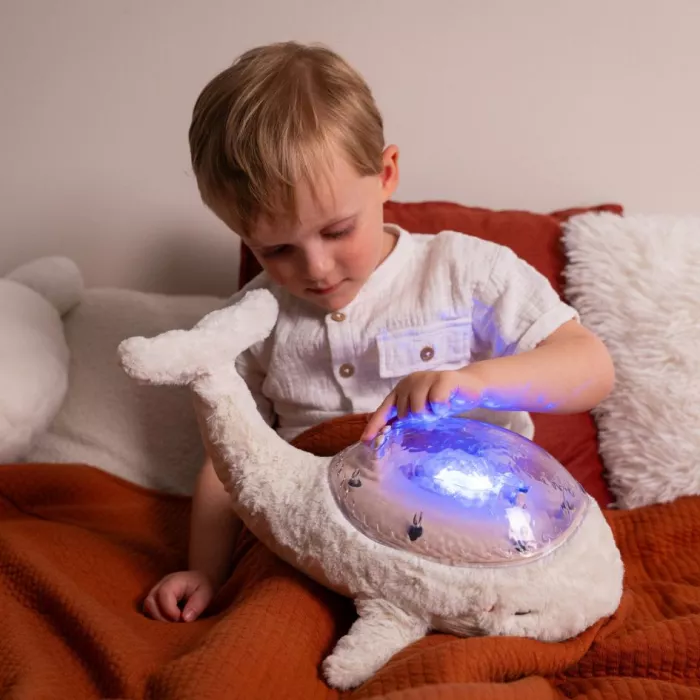 Lampa de veghe cu white noise si cablu USB - Whale - White - Cloud b