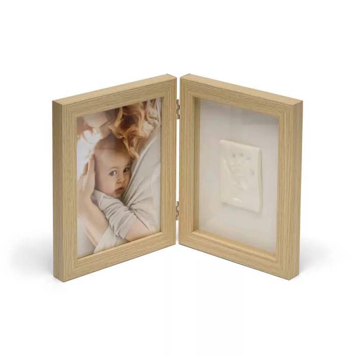 Rama foto din lemn dubla cu kit amprenta 2D - Happy Hands - Dooky