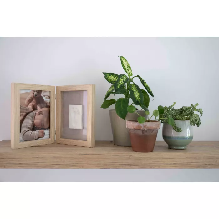 Rama foto din lemn dubla cu kit amprenta 2D - Happy Hands - Dooky
