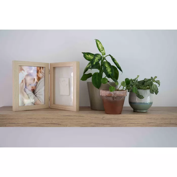 Rama foto din lemn dubla cu kit amprenta 2D - Happy Hands - Dooky
