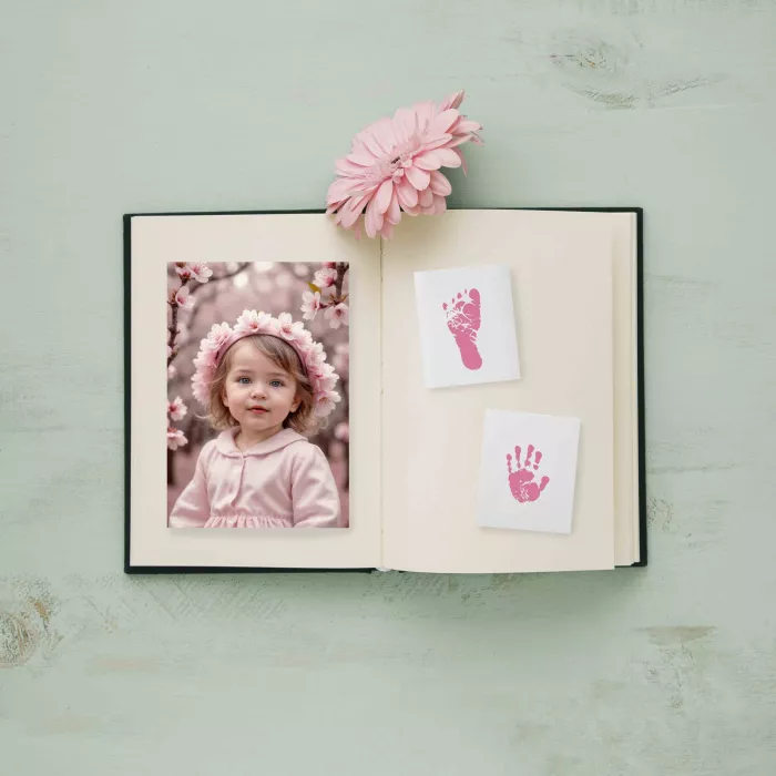 Kit de amprenta cu tus - Happy Hands - Pink - Dooky