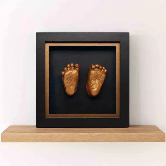 Kit amprenta 3D pentru bebelusi cu rama de lemn - Black Bronze - HAPPY HANDS - Dooky