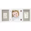 Rama foto tripla cu kit amprenta pentru copii - Happy Hands Baby - White - Dooky