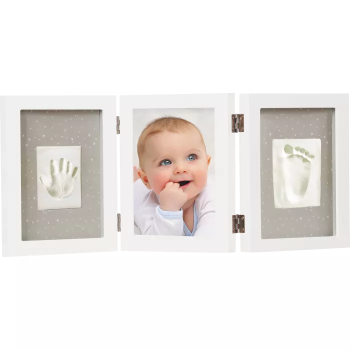 Cutie pentru amintirile bebelusului cu kit amprenta 2D - Triple Frame White - Dooky