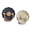 Set 2 suzete cu tetina rotunda din cauciuc natural - Daisy Aurora / Cream - FRIGG Set 2 suzete cu tetina rotunda din cauciuc natural - Daisy Aurora / Cream - FRIGG