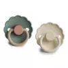 Set 2 suzete cu tetina rotunda din cauciuc natural - Daisy Willow / Cream - FRIGG Set 2 suzete cu tetina rotunda din cauciuc natural - Daisy Willow / Cream - FRIGG
