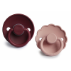 Set 2 suzete cu tetina rotunda din silicon - Cabernet/ Daisy Blush - FRIGG Set 2 suzete cu tetina rotunda din silicon - Cabernet/ Daisy Blush - FRIGG