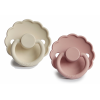 Set 2 suzete cu tetina rotunda din silicon - Daisy Blush / Cream - FRIGG Set 2 suzete cu tetina rotunda din silicon - Daisy Blush / Cream - FRIGG