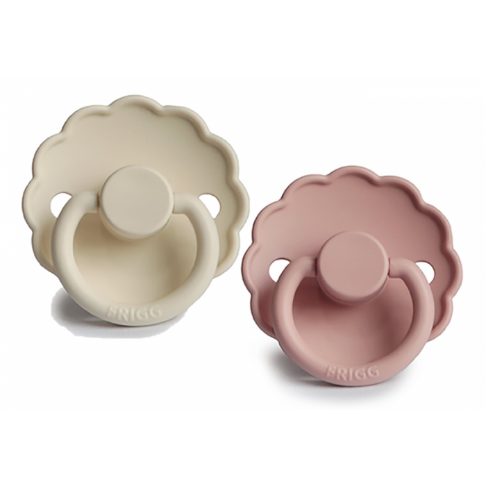 Set 2 suzete cu tetina rotunda din silicon - Daisy Blush / Cream - FRIGG Set 2 suzete cu tetina rotunda din silicon - Daisy Blush / Cream - FRIGG