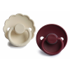 Set 2 suzete cu tetina rotunda din silicon - Cabernet / Daisy Cream - FRIGG Set 2 suzete cu tetina rotunda din silicon - Cabernet / Daisy Cream - FRIGG
