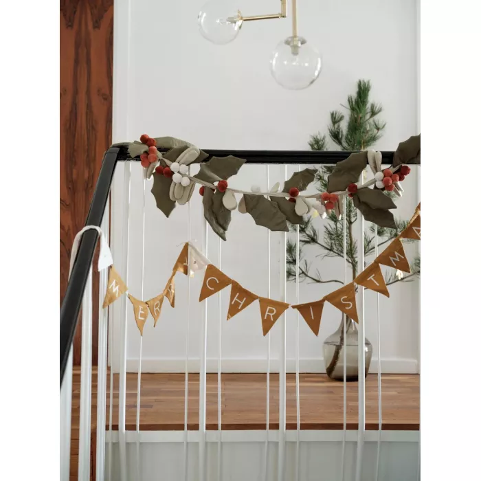 Ghirlanda decorativa din bumbac organic - MERRY CHRISTMAS - Fabelab