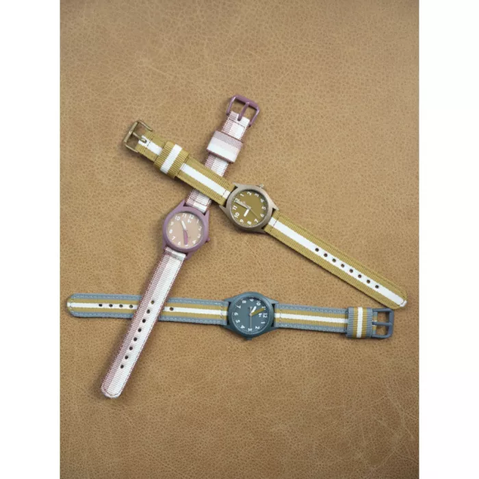 Ceas de mana pentru copii - Stripes - Blue Spruce - Fabelab