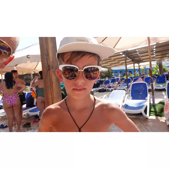 Ochelari de soare cu lentile polarizate TAC pentru copii - Denver - Polar White + Golden Tortoise - GrechX