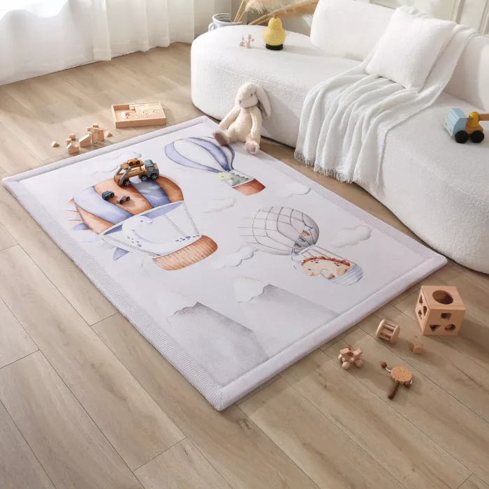 Saltea de joaca coral velvet cu spuma memorie 120 x 170 cm – Dinosaur Balloons - Hakuna Matte