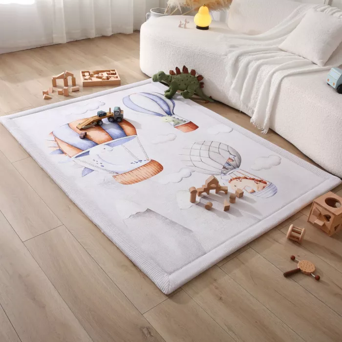 Saltea de joaca coral velvet cu spuma memorie 120 x 170 cm – Dinosaur Balloons - Hakuna Matte