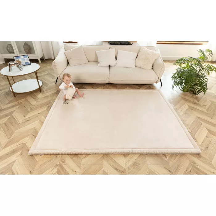 Saltea de joaca coral velvet cu spuma memorie 150 x 200 cm – Bej - Hakuna Matte