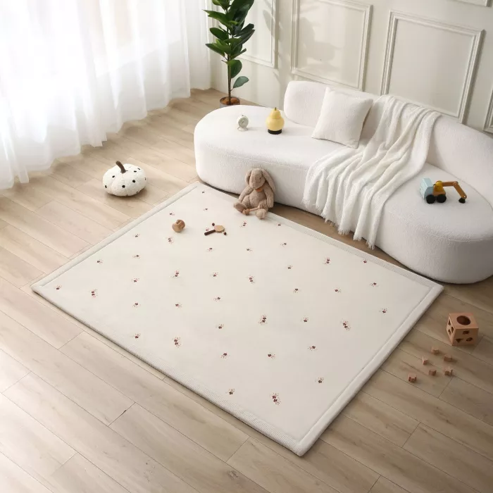 Saltea de joaca coral velvet cu spuma memorie 150 x 200 cm – floral - Hakuna Matte