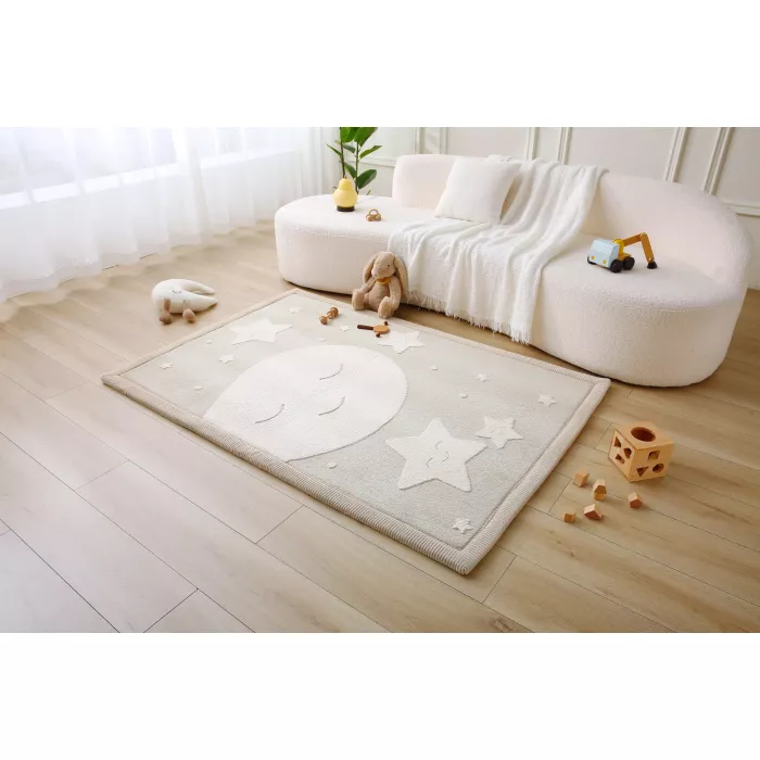 Saltea de joaca coral velvet cu spuma memorie 200 x 150 cm – Luna si Stele - Hakuna Matte