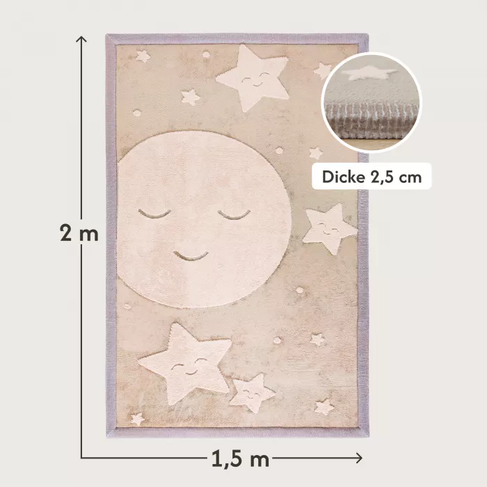 Saltea de joaca coral velvet cu spuma memorie 200 x 150 cm – Luna si Stele - Hakuna Matte