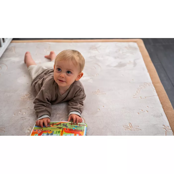Saltea de joaca coral velvet cu spuma memorie Glow in the Dark - 120 x 170 cm – Dinozauri - Hakuna Matte