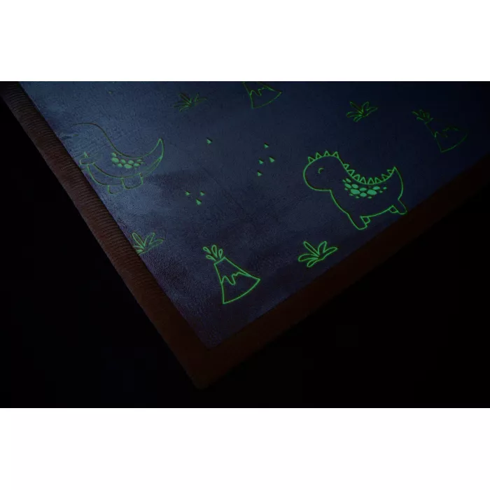 Saltea de joaca coral velvet cu spuma memorie Glow in the Dark - 120 x 170 cm – Dinozauri - Hakuna Matte
