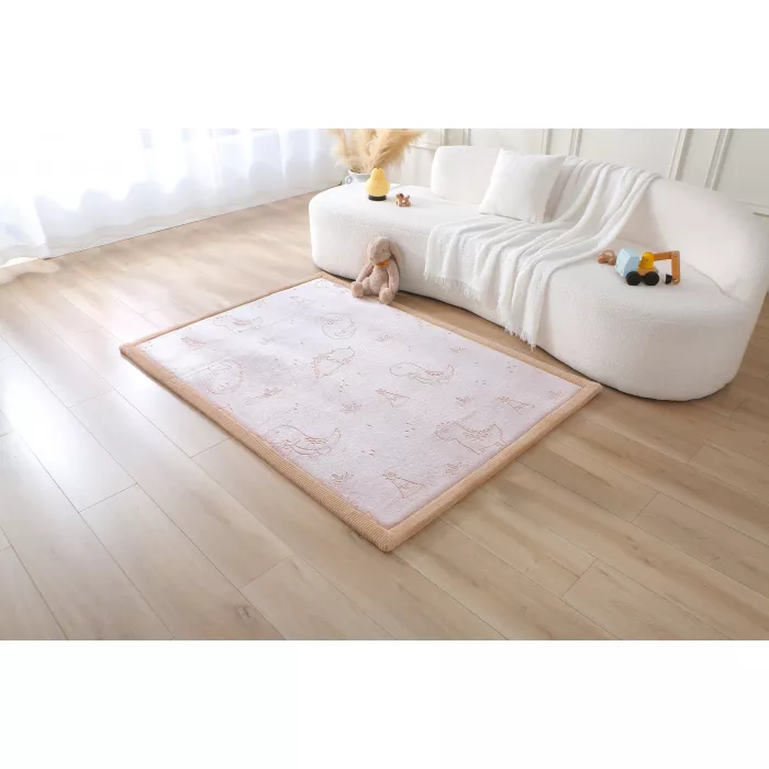 Saltea de joaca coral velvet cu spuma memorie Glow in the Dark - 120 x 170 cm – Dinozauri - Hakuna Matte