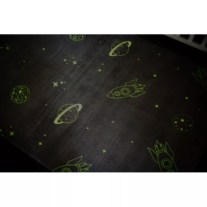 Saltea de joaca coral velvet cu spuma memorie Glow in the Dark - 120 x 170 cm – Planete - Hakuna Matte