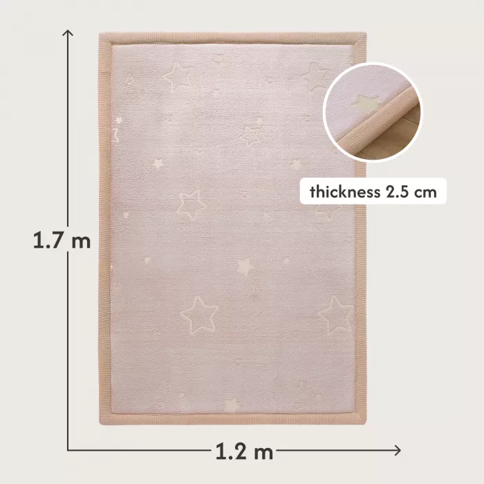 Saltea de joaca coral velvet cu spuma memorie Glow in the Dark - 120 x 170 cm – Stele - Hakuna Matte