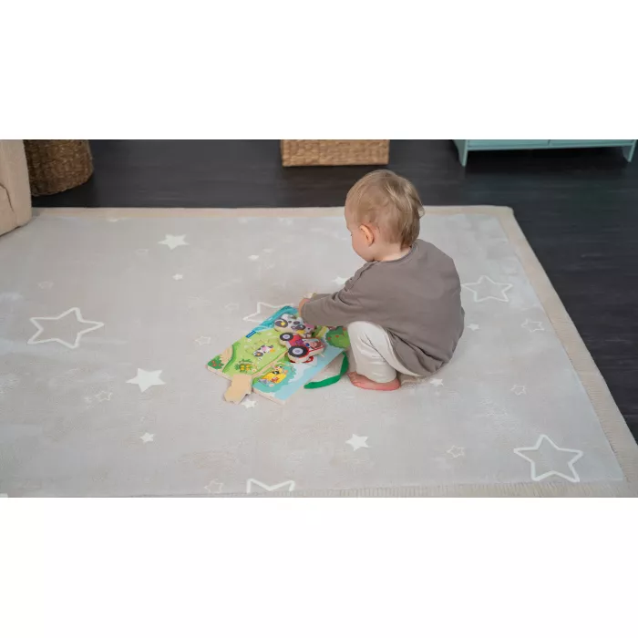 Saltea de joaca coral velvet cu spuma memorie Glow in the Dark - 120 x 170 cm – Stele - Hakuna Matte