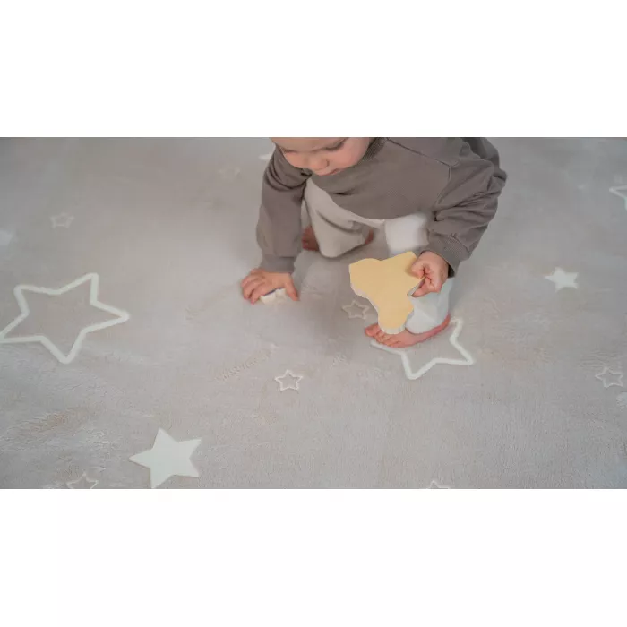 Saltea de joaca coral velvet cu spuma memorie Glow in the Dark - 120 x 170 cm – Stele - Hakuna Matte