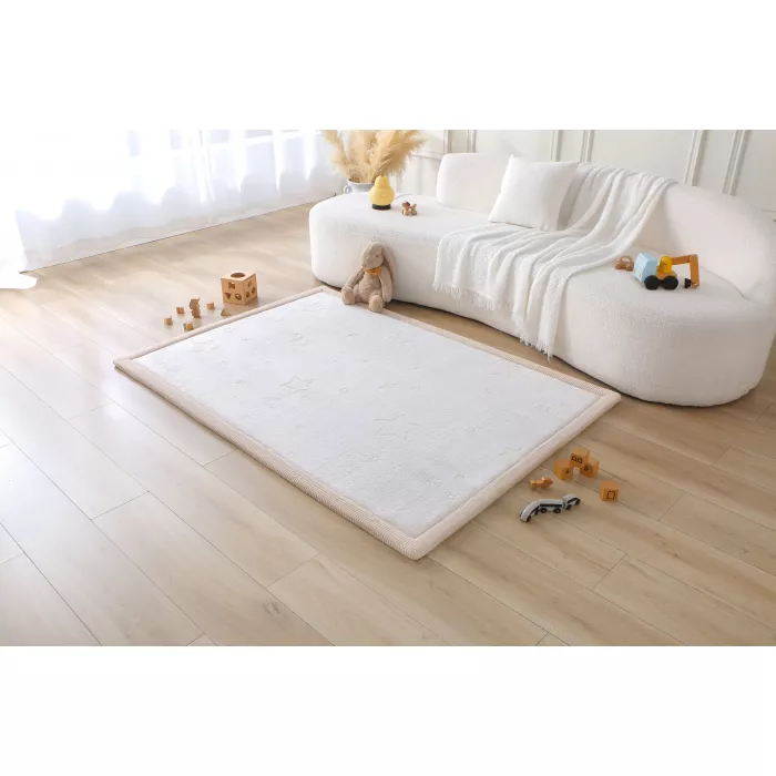 Saltea de joaca coral velvet cu spuma memorie Glow in the Dark - 120 x 170 cm – Stele - Hakuna Matte