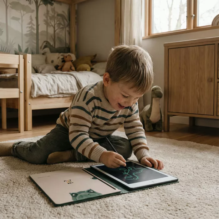 Tableta LCD pentru desen cu cartonase cu imagini incluse – DINO – Green - KidLupe