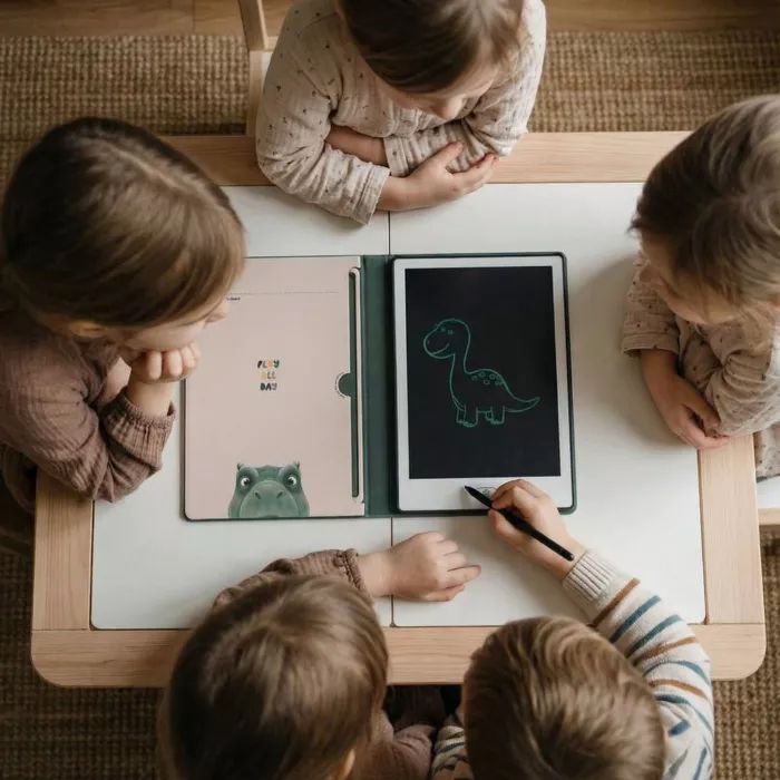 Tableta LCD pentru desen cu cartonase cu imagini incluse – DINO – Green - KidLupe