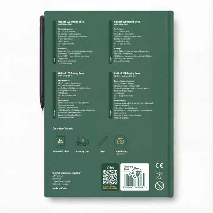 Tableta LCD pentru desen cu cartonase cu imagini incluse – DINO – Green - KidLupe