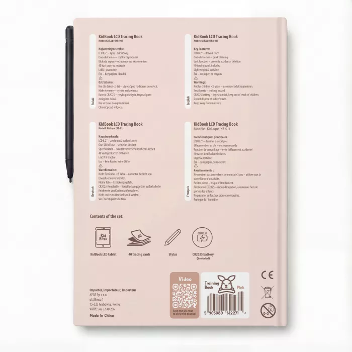 Tableta de desenat cu cartonase cu imagini – Rabit – Pink - KidLupe