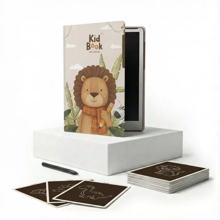 Tableta de desenat cu cartonase cu imagini – Safari – Beige - KidLupe