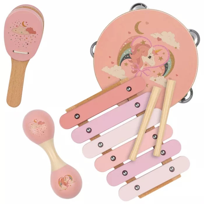 Set de instrumente muzicale din lemn FSC - RAINBOW MIX - Konges Sløjd