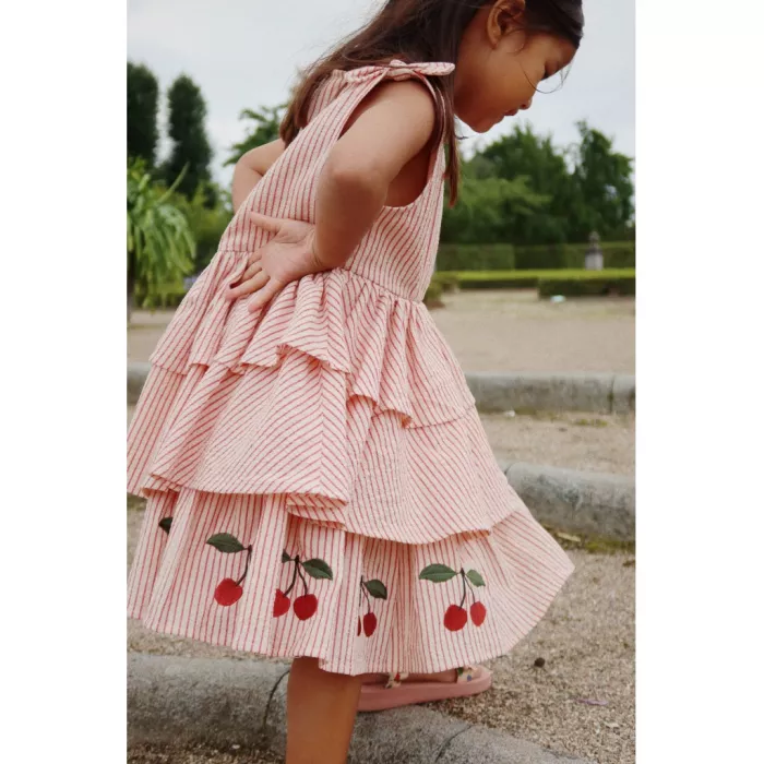 Rochita din bumbac organic Ellie - AMOUR STRIPE - Konges Sløjd