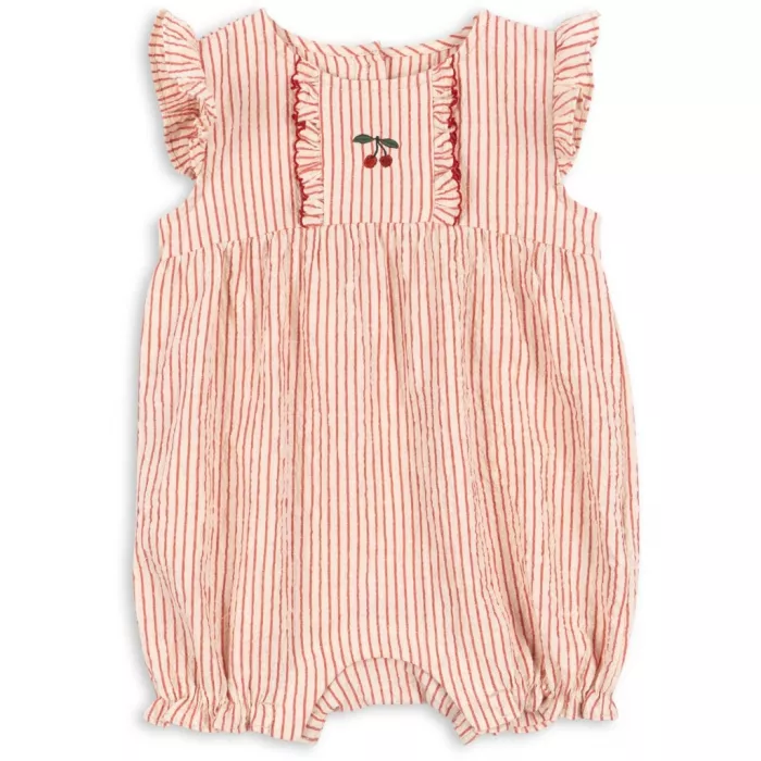 Salopeta romper din bumbac organic Ellie - AMOUR STRIPE - Konges Sløjd