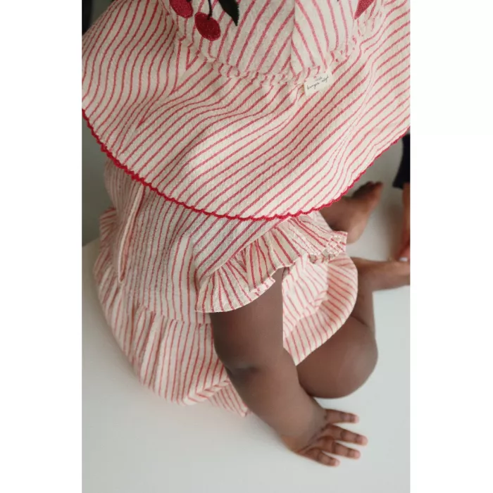 Salopeta romper din bumbac organic Ellie - AMOUR STRIPE - Konges Sløjd