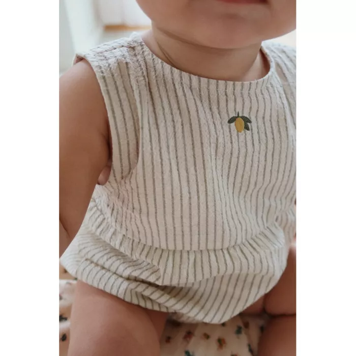 Salopeta romper din bumbac organic Elliot - TEA STRIPE - Konges Sløjd