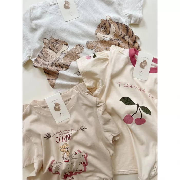 Set de vara pentru copii din bumbac organic - OFF WHITE MELANGE - Konges Sløjd