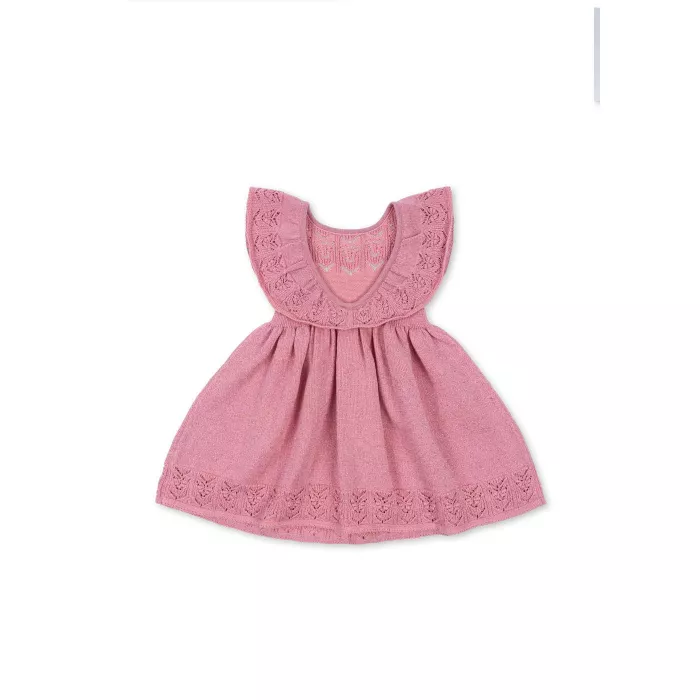 Rochita din tricot dublu de bumbac organic LAPIS - POWDER PINK - Konges Sløjd