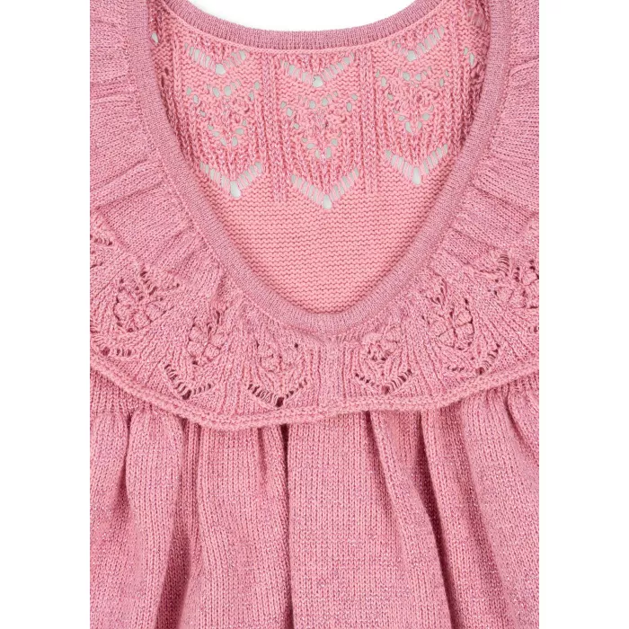 Rochita din tricot dublu de bumbac organic LAPIS - POWDER PINK - Konges Sløjd